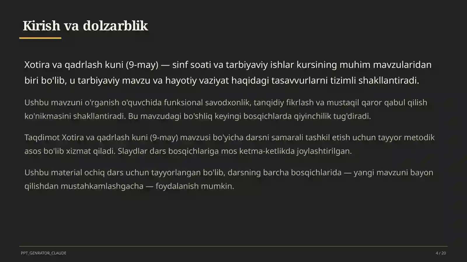 Sinf soati va tarbiyaviy tadbirlar 4