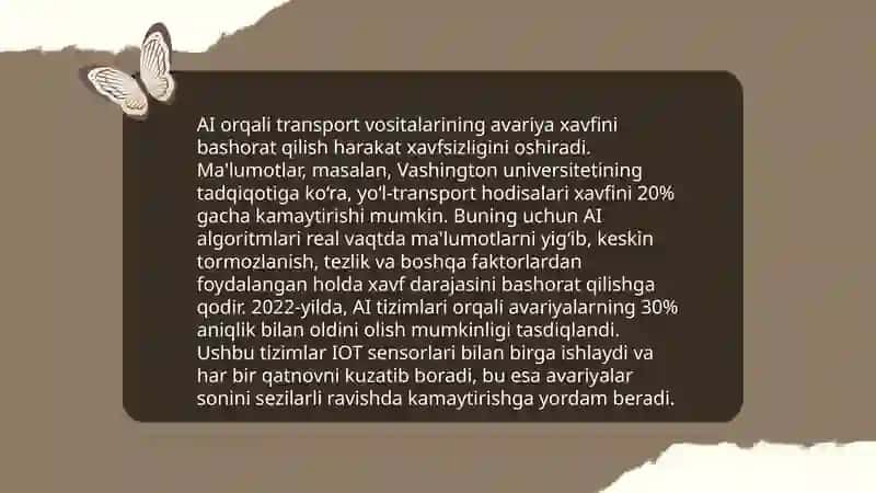Sun'iy intellekt yordamida yo'l harakati xavfsizligini oshirish 4