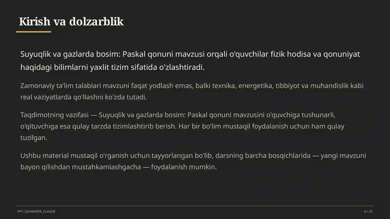Suyuqlik va gazlarda bosim: Paskal qonuni (7-sinf) 4
