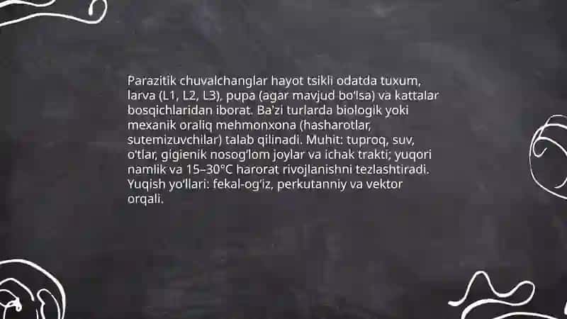 Parazit yasi chuvalchanglar va ularning tibbiyotdagi ahamiyati 4