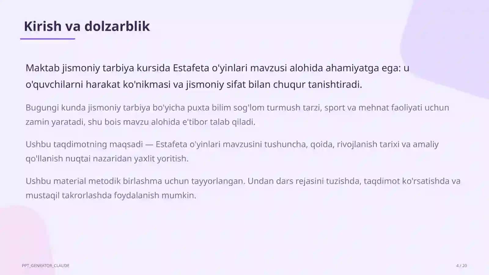 Estafeta o'yinlari (3-sinf) 4