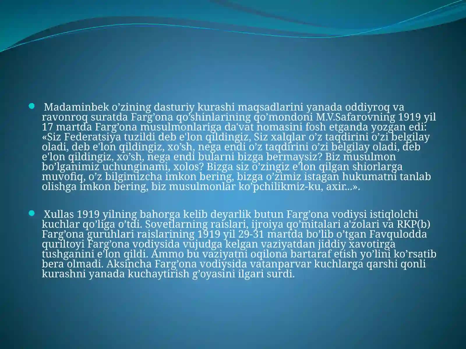 Qo’rboshi Madaminbek va Shermuhammadbek Farg’onavodiysining yirik istiqlolchilik namoyondalari 4