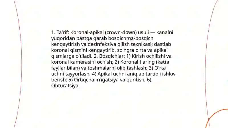 Klinik Endodontiya fanidan Mustaqil ishi 4