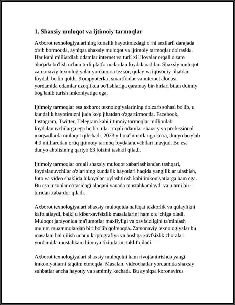 AXBOROT TEXNOLOGIYALARINING KUNDALIK HAYOTIMIZDAGI OʻRNI 4
