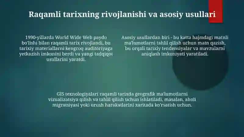 Raqamli tarix fanining maqsadi va vazifalari 4