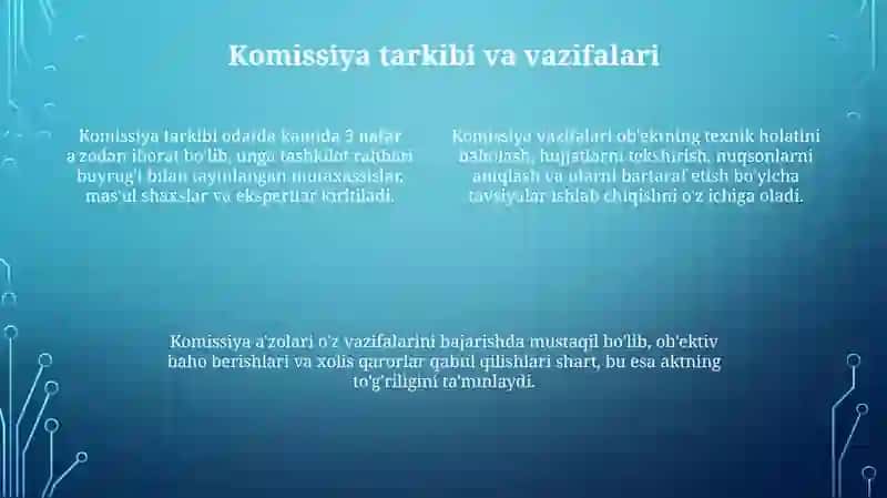 Dalolatnoma tayyorlash ( kamissiya, topshirish - qabul qilish ) 4