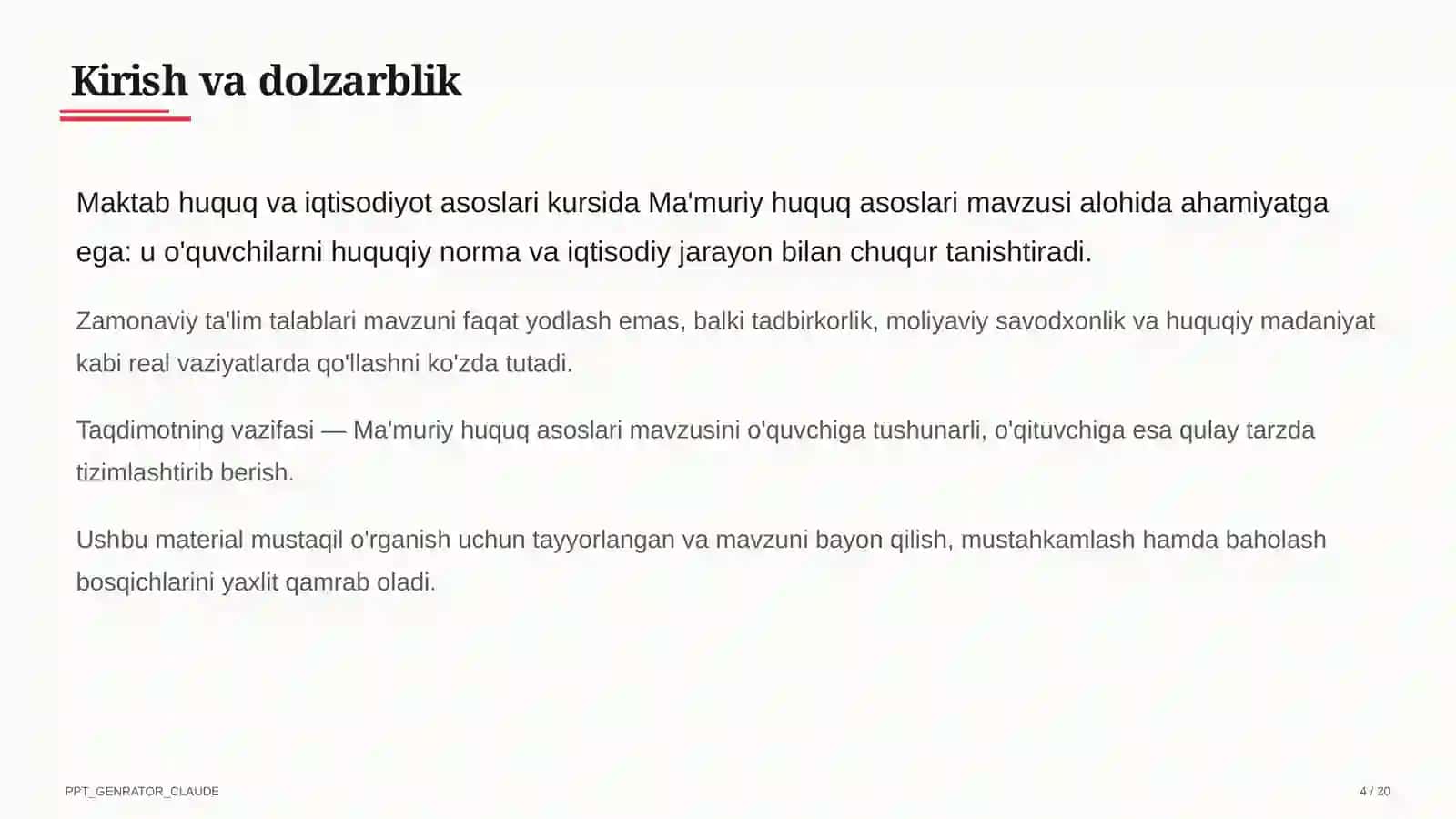 Ma'muriy huquq asoslari (10-sinf) 4