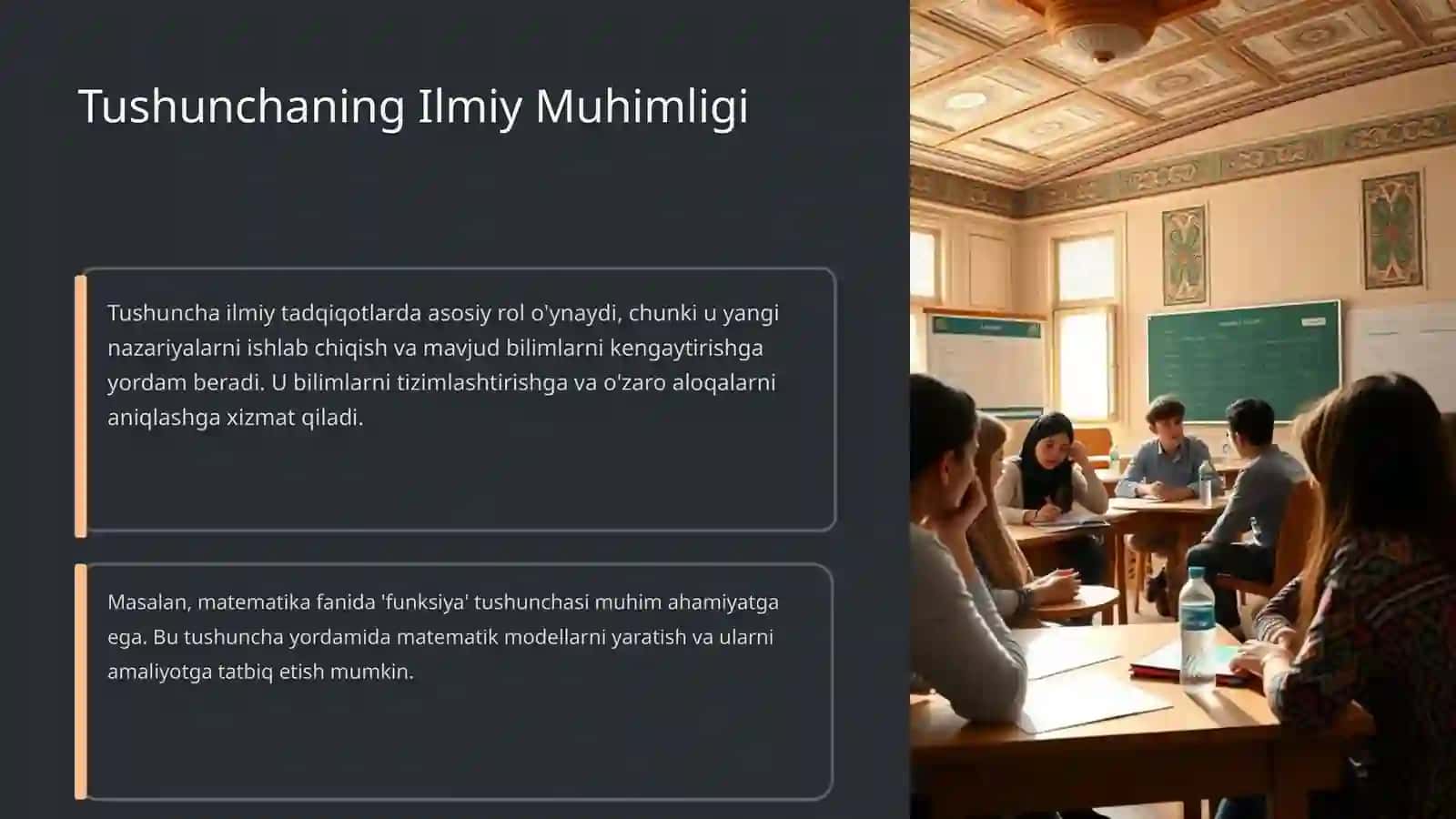 TUSHUNCHA - PREDMETLARNING UMUMIY, MUHIM BELGILARINI AKS ETTIRUVCHI MANTIQIY SHAKL 4