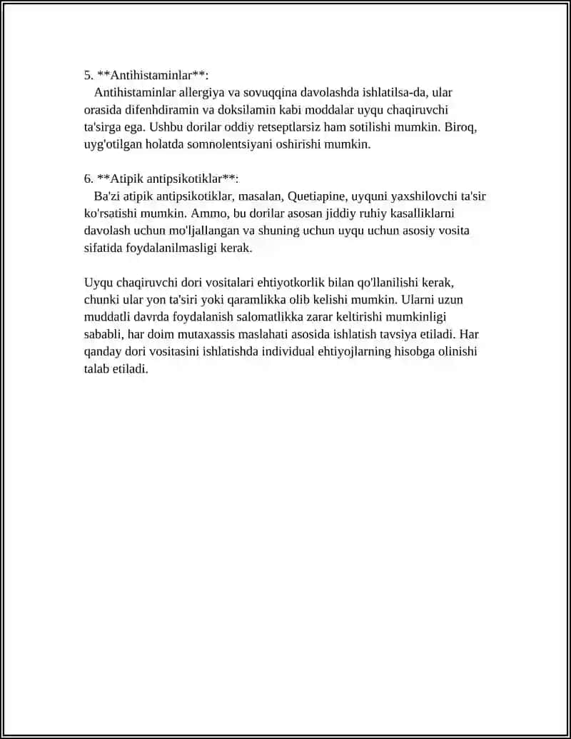 UYQU CHAQIRUVCHI VOSITALAR. NEYROLEPTIKLAR. ANKSIOLITIKLAR 4