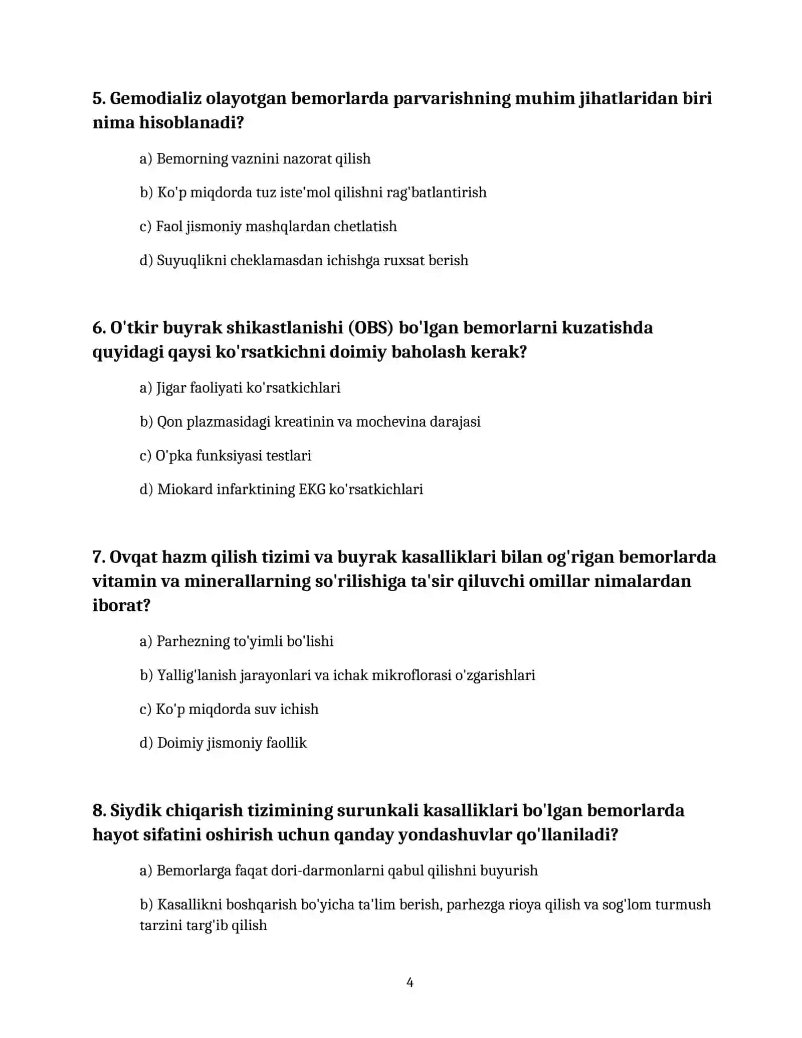 Ovqat hazm qilish tizimi buyrak va siydik yollari kasalliklari mavjud bemorlarni parvarish qilish va kuzatish 4
