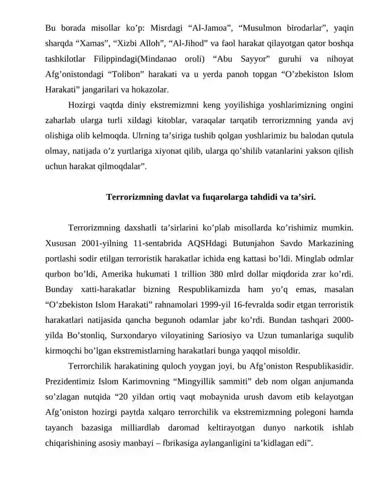 O'zbekiston Respublikasining terrorizmga qarshi kurash to'g'risidagi qonuni 4