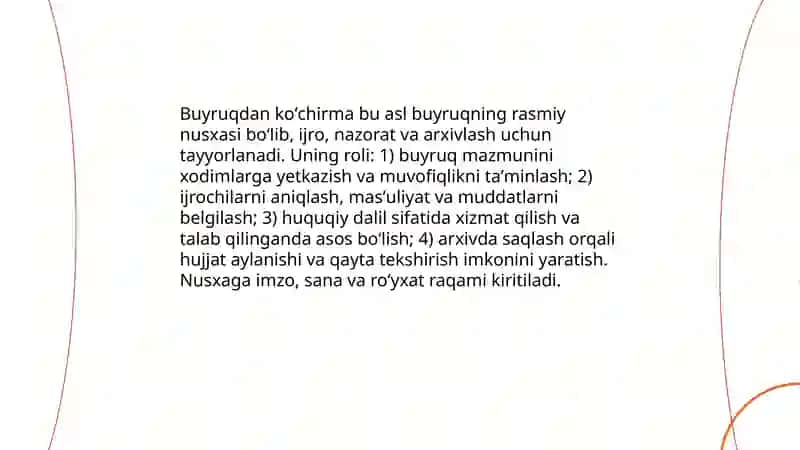 Farmoyish hujjatlari (buyruq, buyruqdan koʻchirma) 4