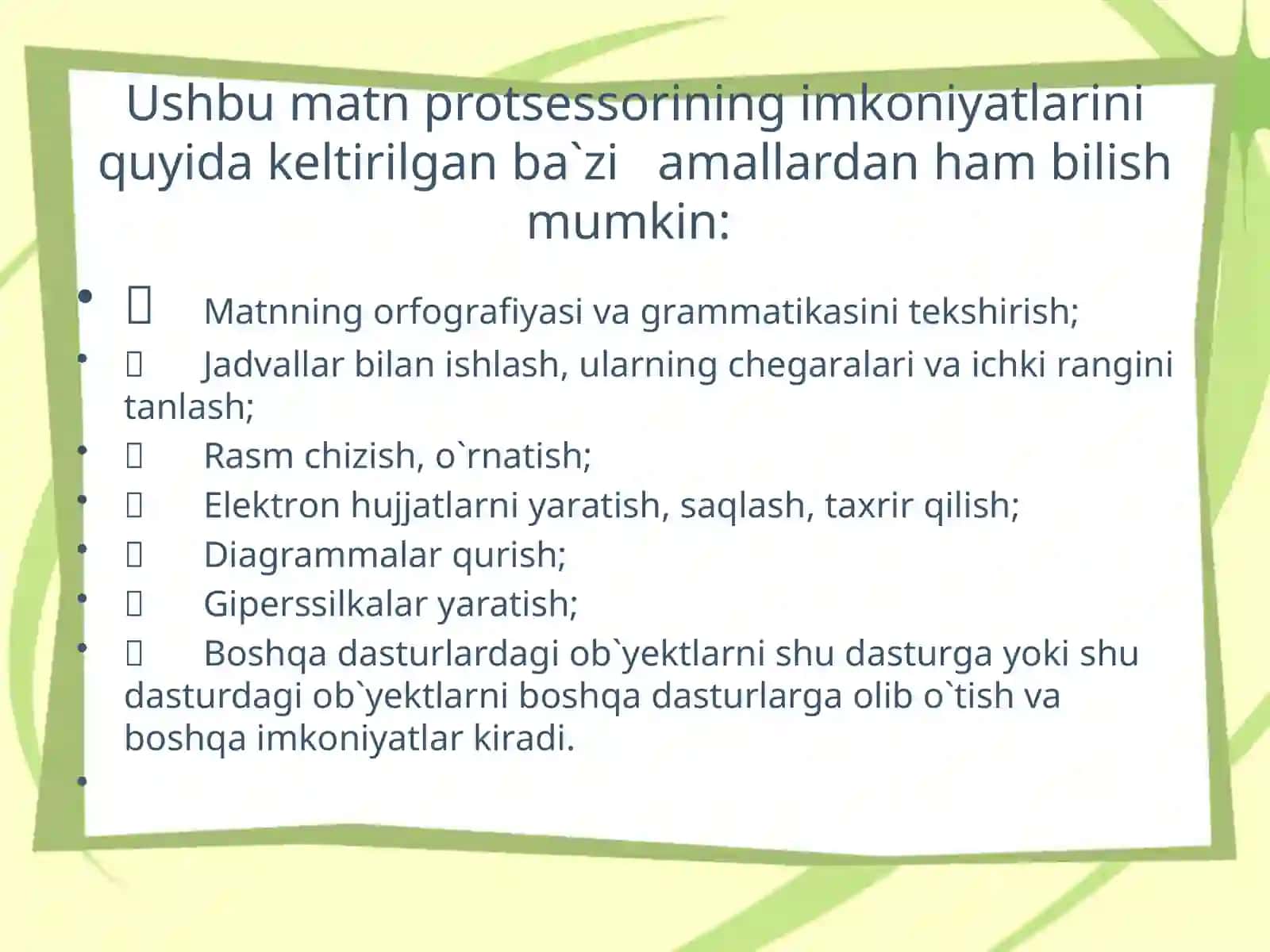 Microsoft Word mаtn protsessori imkоniyatlаri 4