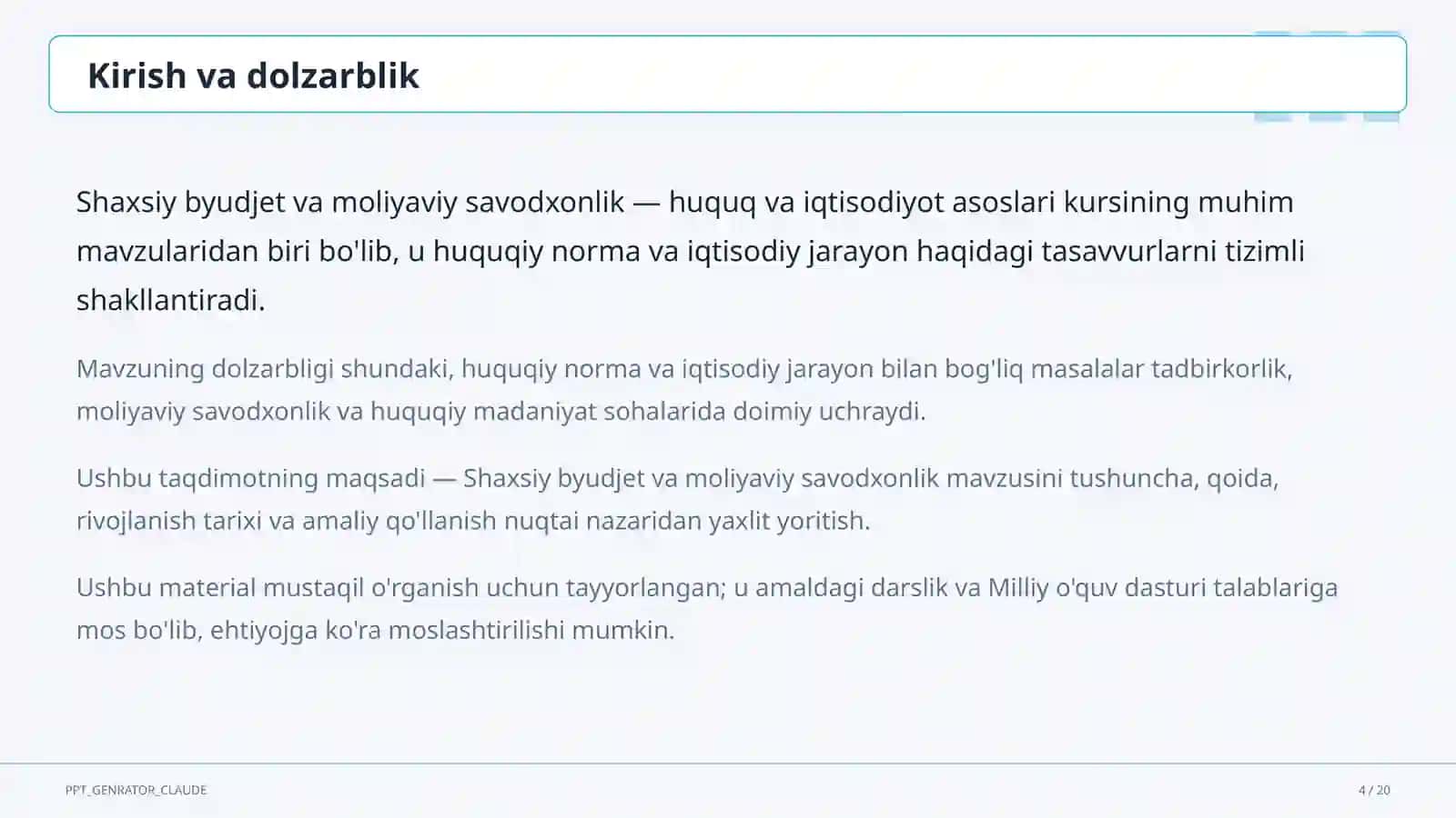 Huquq va iqtisodiyot asoslari (9– 4