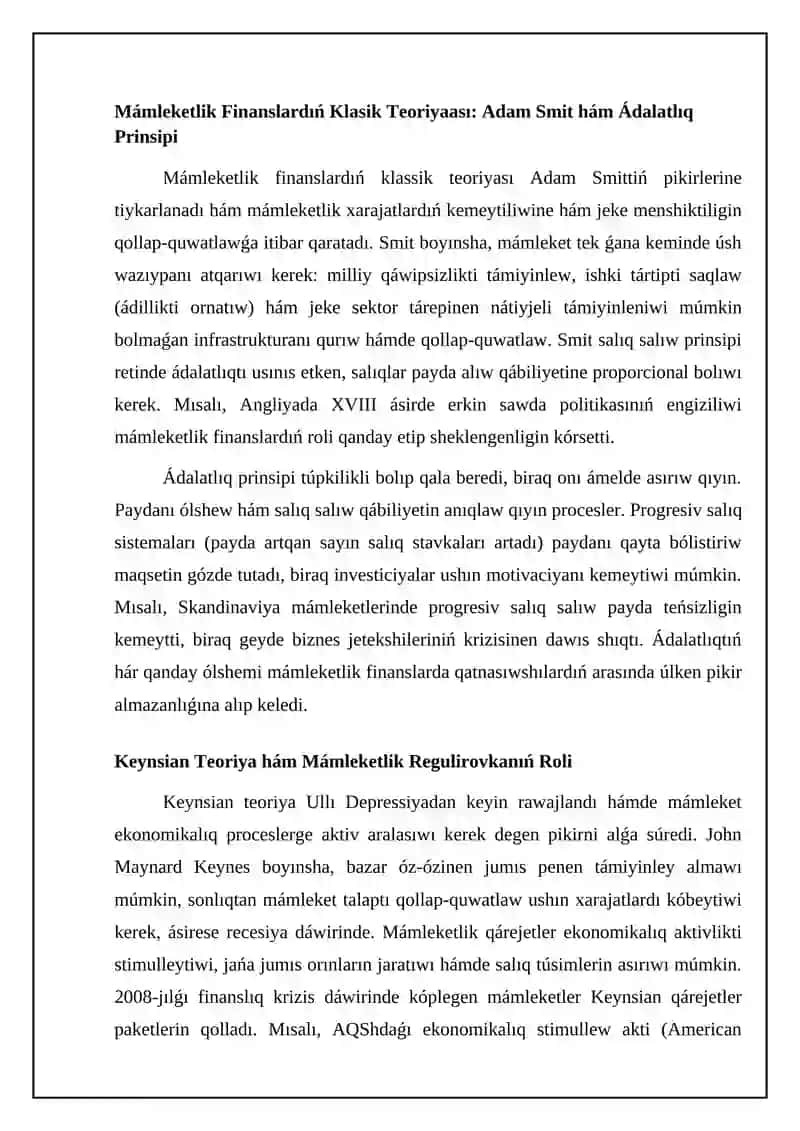Mámleketlik finanslar teoriyaları hám tiykarǵı túsinikler 4