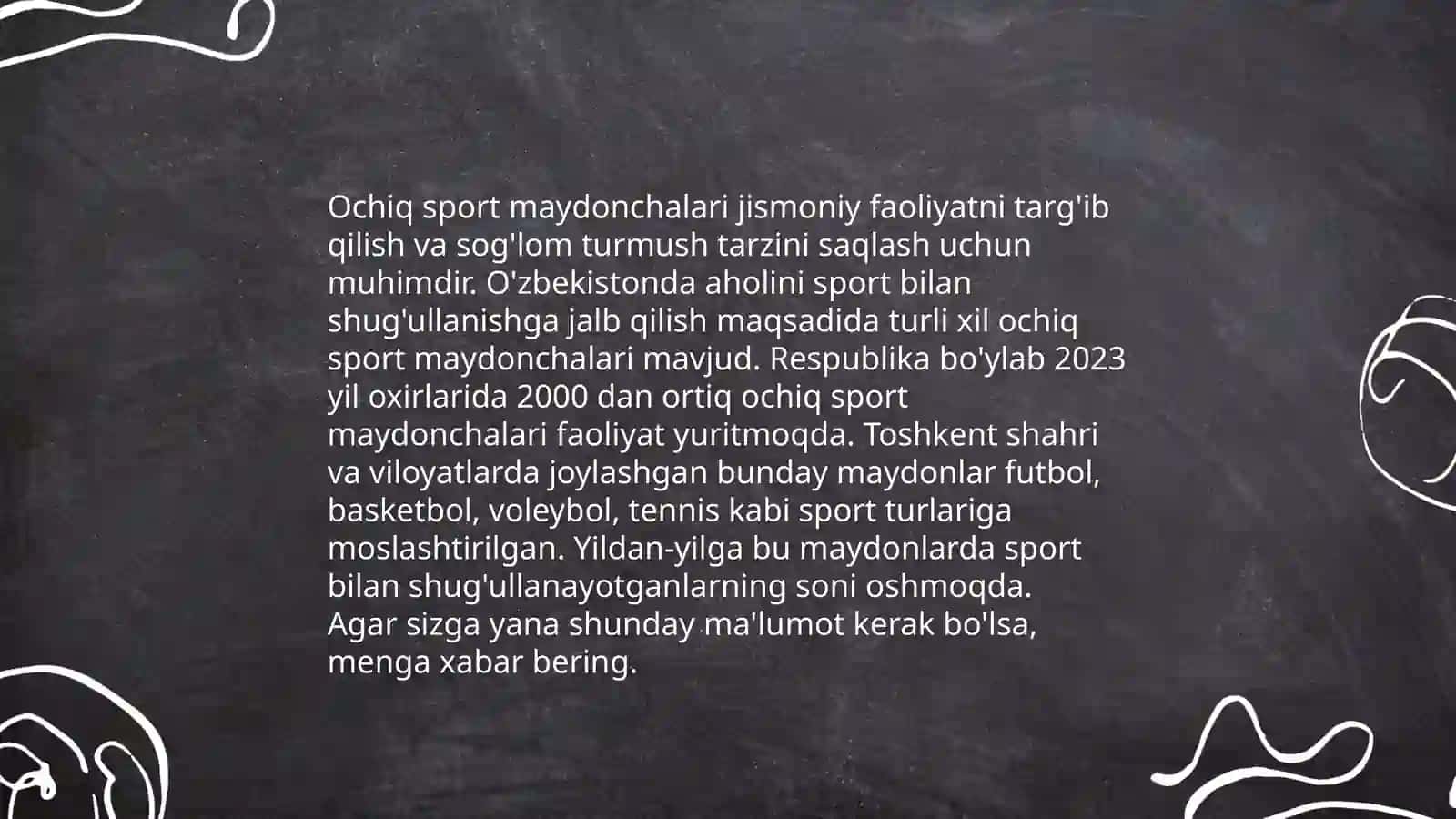 Sport inshootlarining turlari, shakli, òlchamlari 4