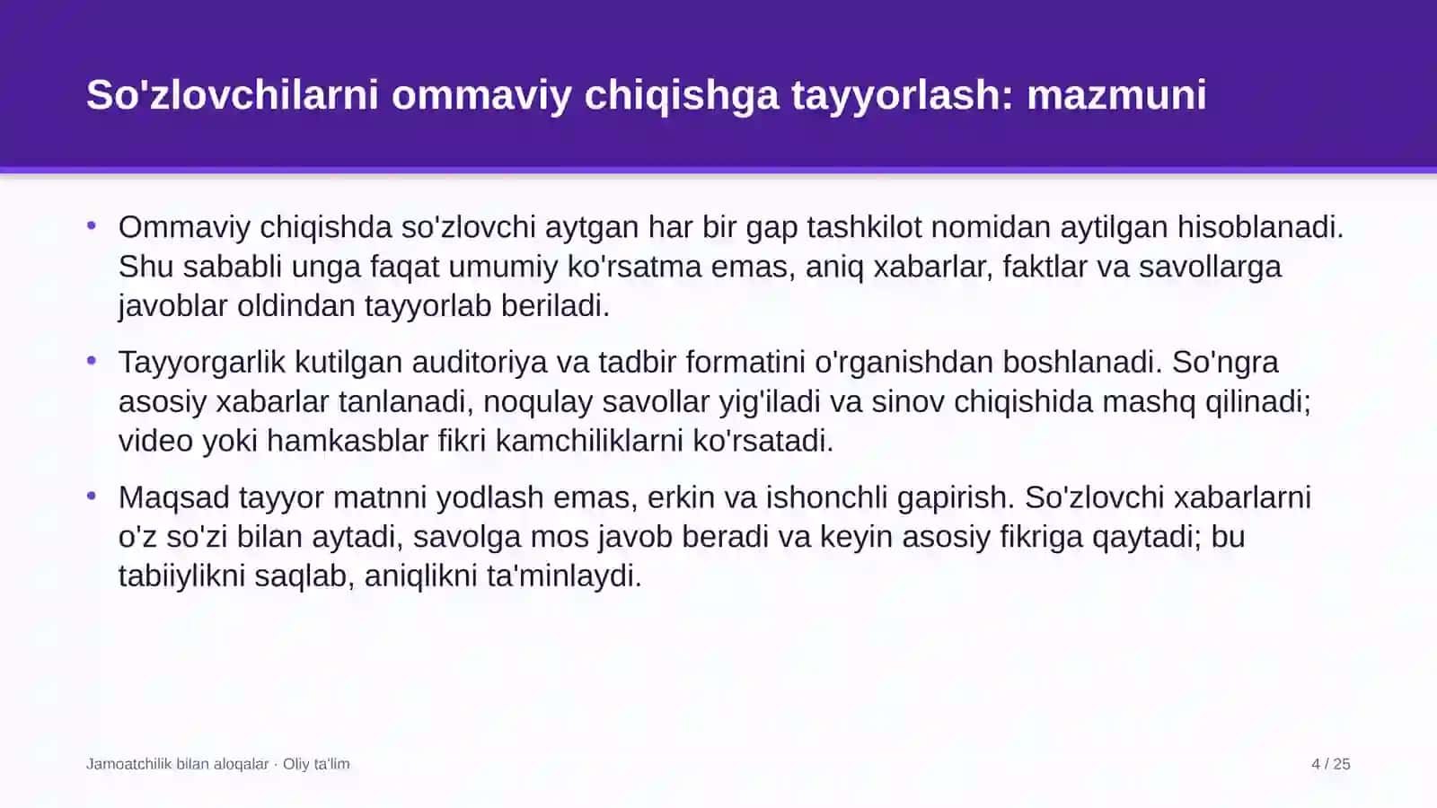 Faktoring kompaniyalarida so'zlovchilarni ommaviy chiqishga tayyorlash 4