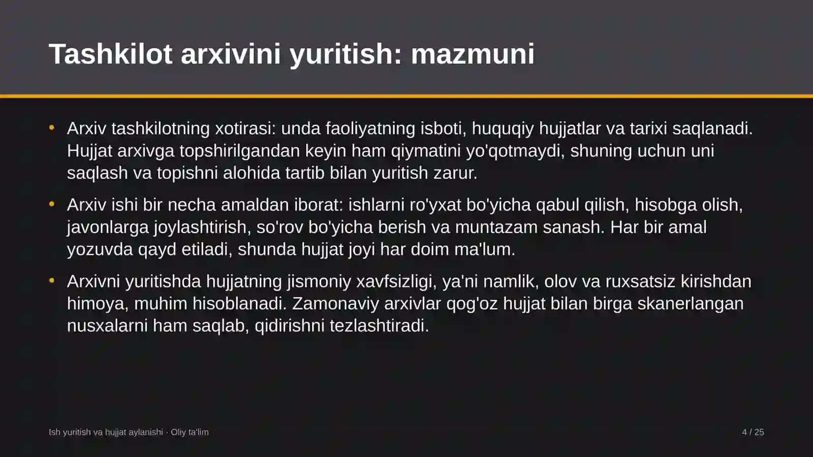 tizim integratorlarida tashkilot arxivini yuritish 4090 4