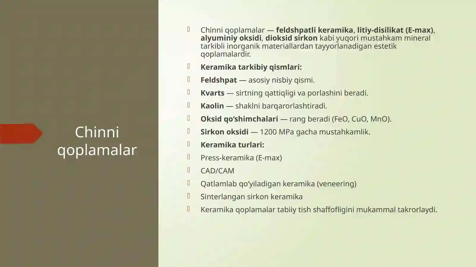 Plastmassa va chinni qoplamalar tayyorlashning kilinik va labarator bosqichi 4