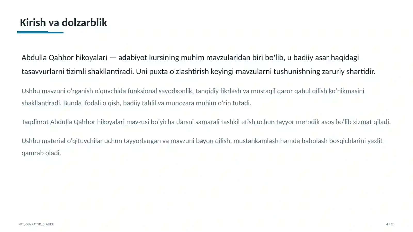 Abdulla Qahhor hikoyalari (8-sinf) 4