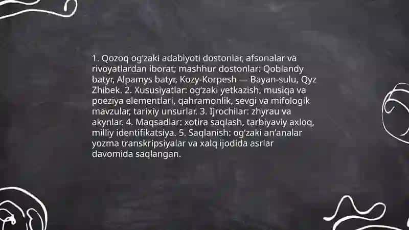 Qozoq adabiyoti haqida ma'lumot olish va oʻrganish 4