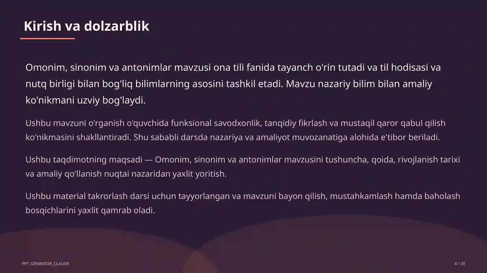 Omonim, sinonim va antonimlar (5-sinf) 4