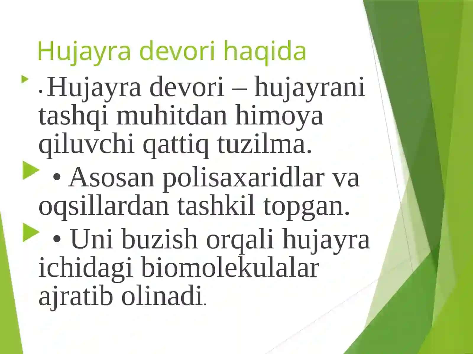 Hujayralar devorini buzish usullari ajratish va tozalash 4