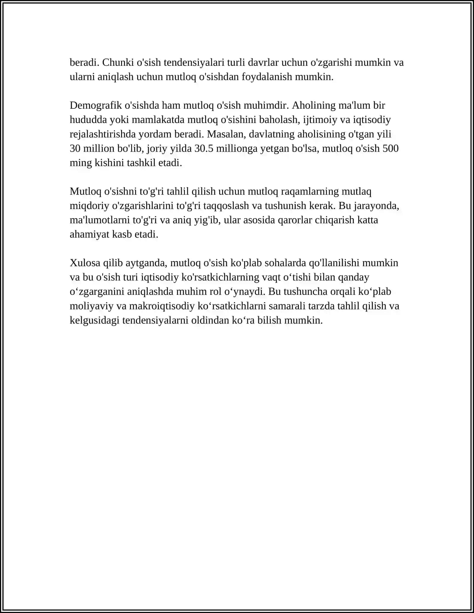 QORAMOLLARNING MUTLOQ VA NISBIY OʼSISHINI HISOBLASH 4