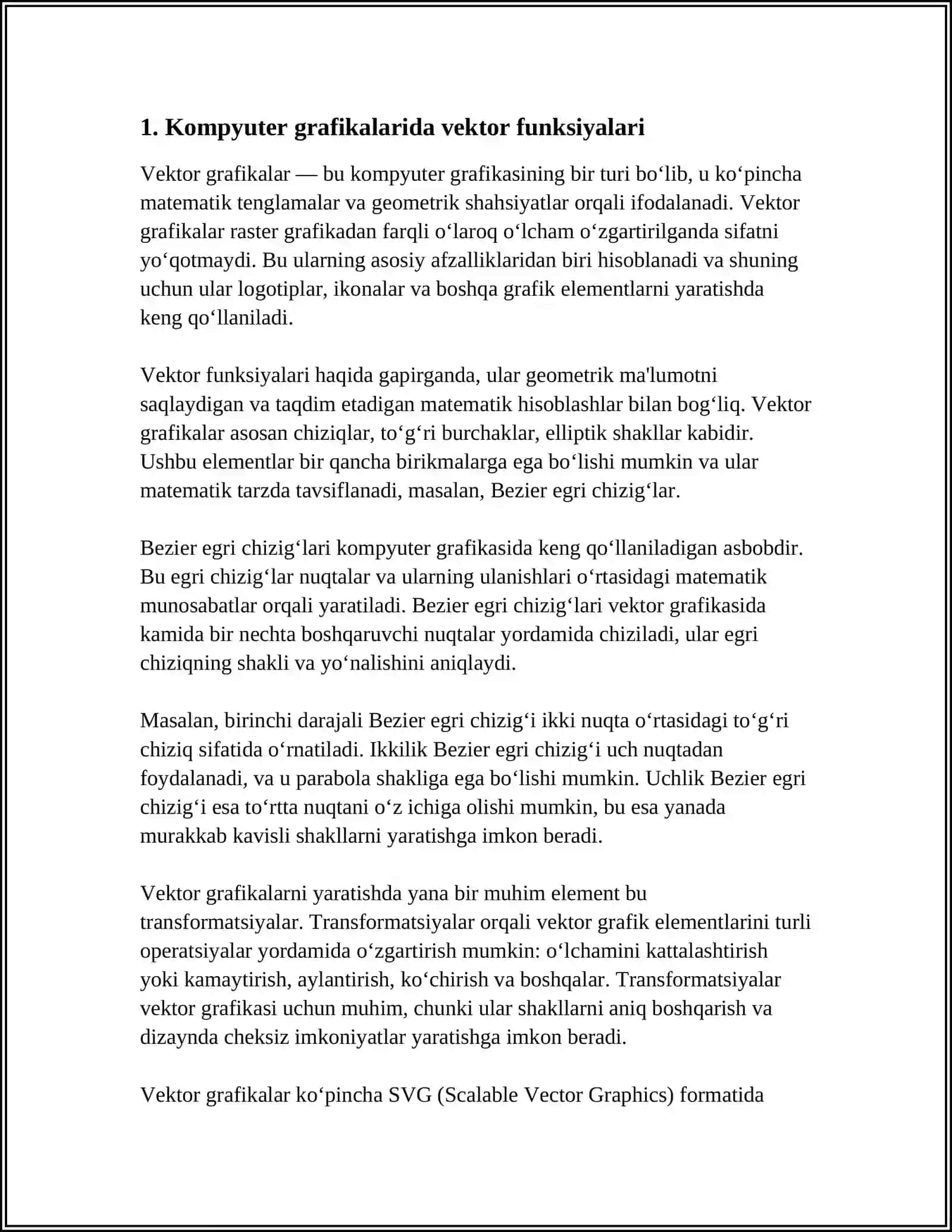 VEKTOR FUNKSIYALARINING KOMPYUTER GRAFIKASIDAGI TATBIQLARI 4