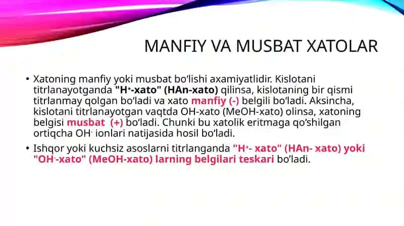 titrlash egriLARI VA xatoliklari. 4