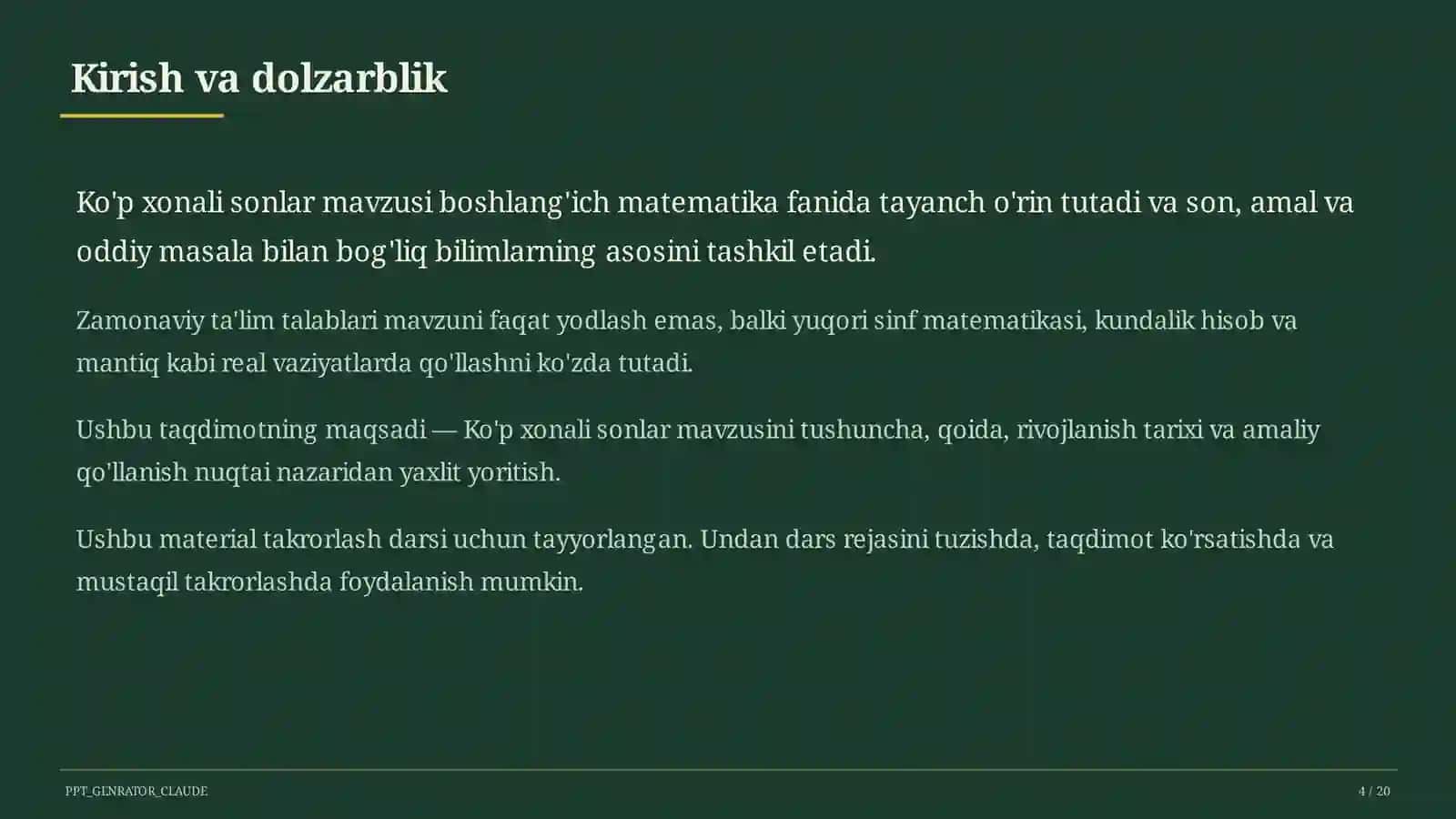 Ko'p xonali sonlar (4-sinf) 4