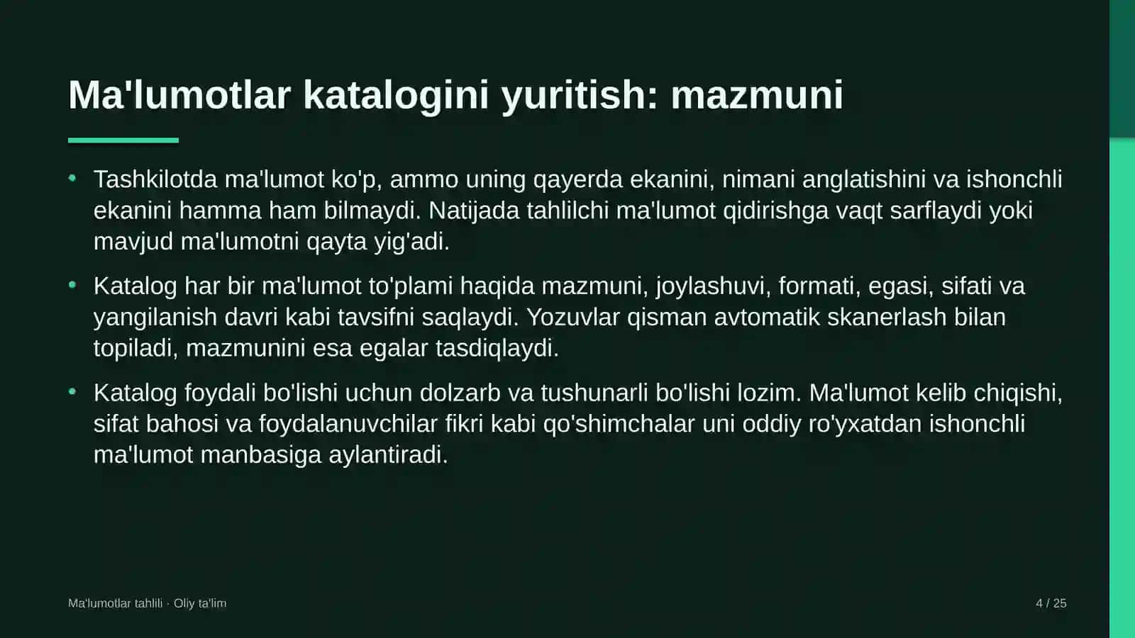 Gid-ekskursovodlik xizmatida ma'lumotlar katalogini yuritish 4
