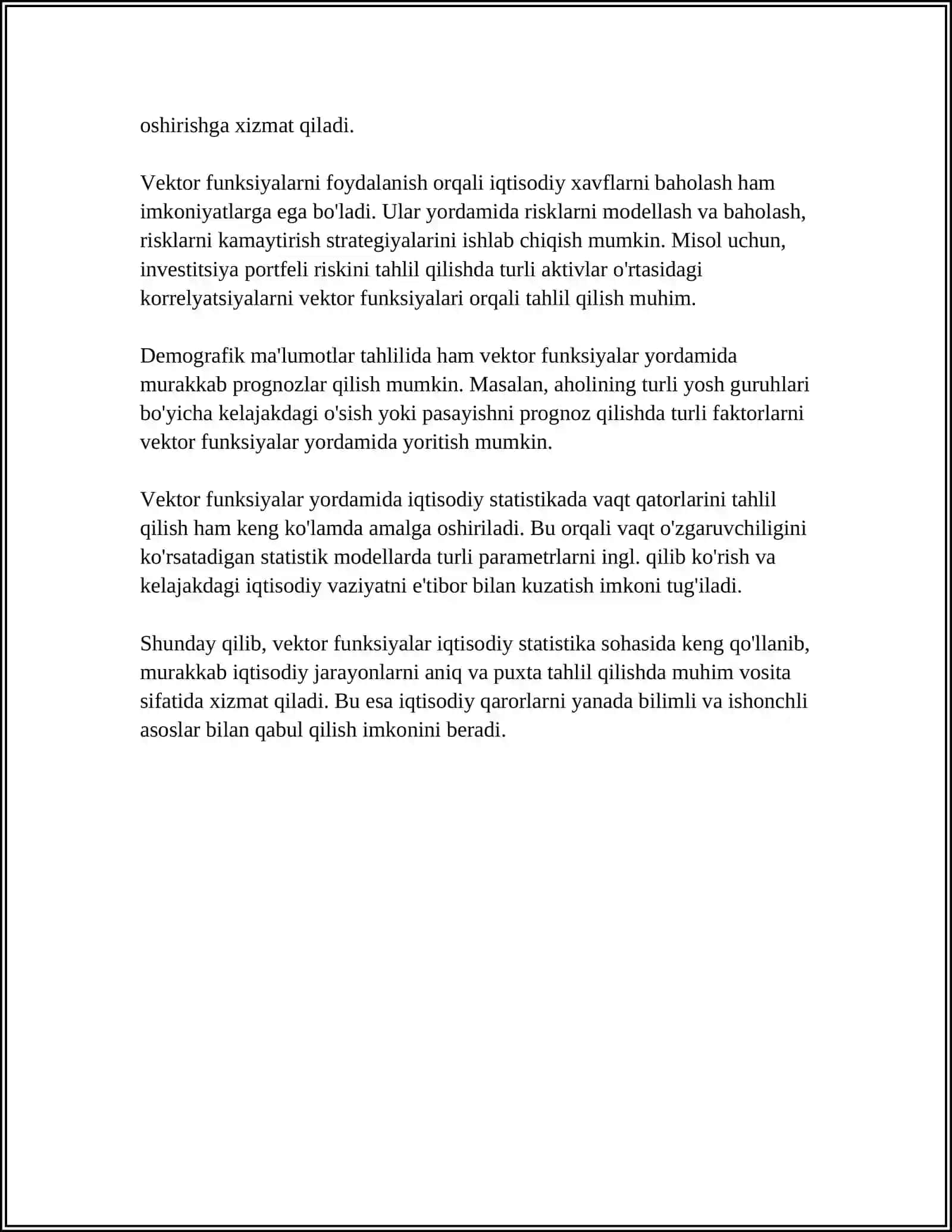 VEKTOR FUNKSIYALARINING IQTISODIYOT VA MOLIYA SOHASIDAGI TATBIQLARI 4