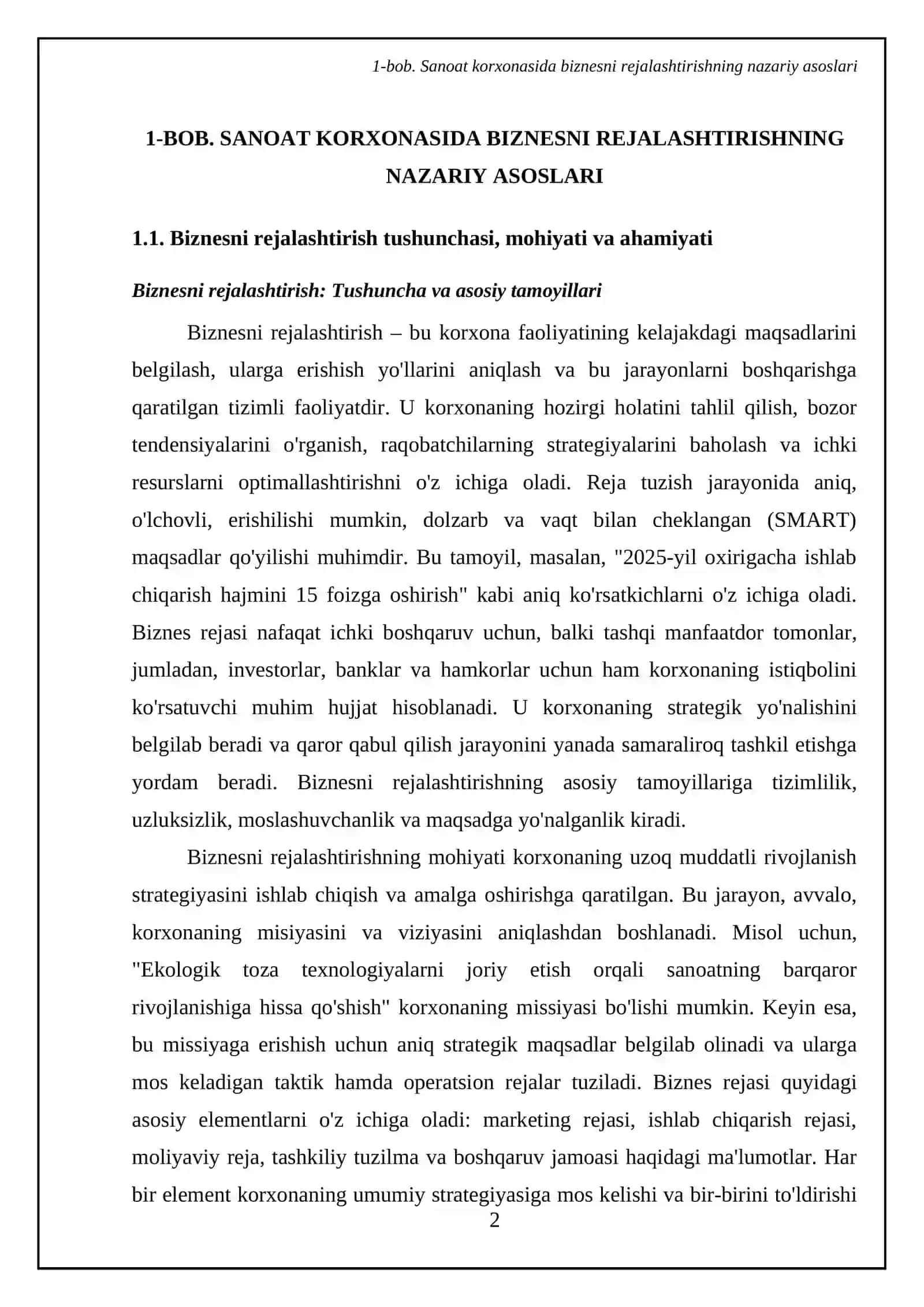 Sanoat korxonalarida biznesni rejalashtirish amaliyoti 4