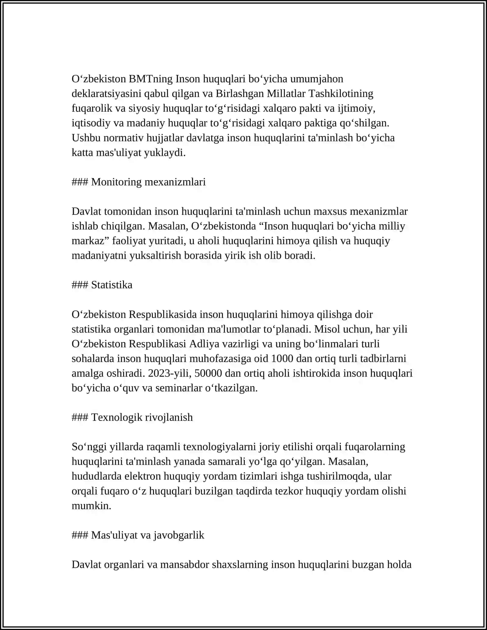 Huquq va Erkinliklarning Kafolatlari 4