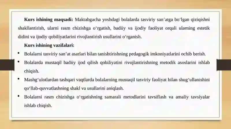 RIVOJLANTIRUVCHI MARKAZLARDA TASVIRIY SAN’AT MASHG’ULOTLARINING MAZMUN VA MOHIYATI 4