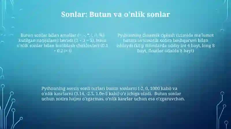 Phyton dasturlash tilida ma'lumotlar va ularning turlari 4