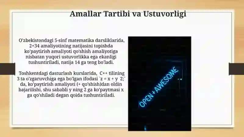 Arifmetik amallar qiymat berish operatori 4