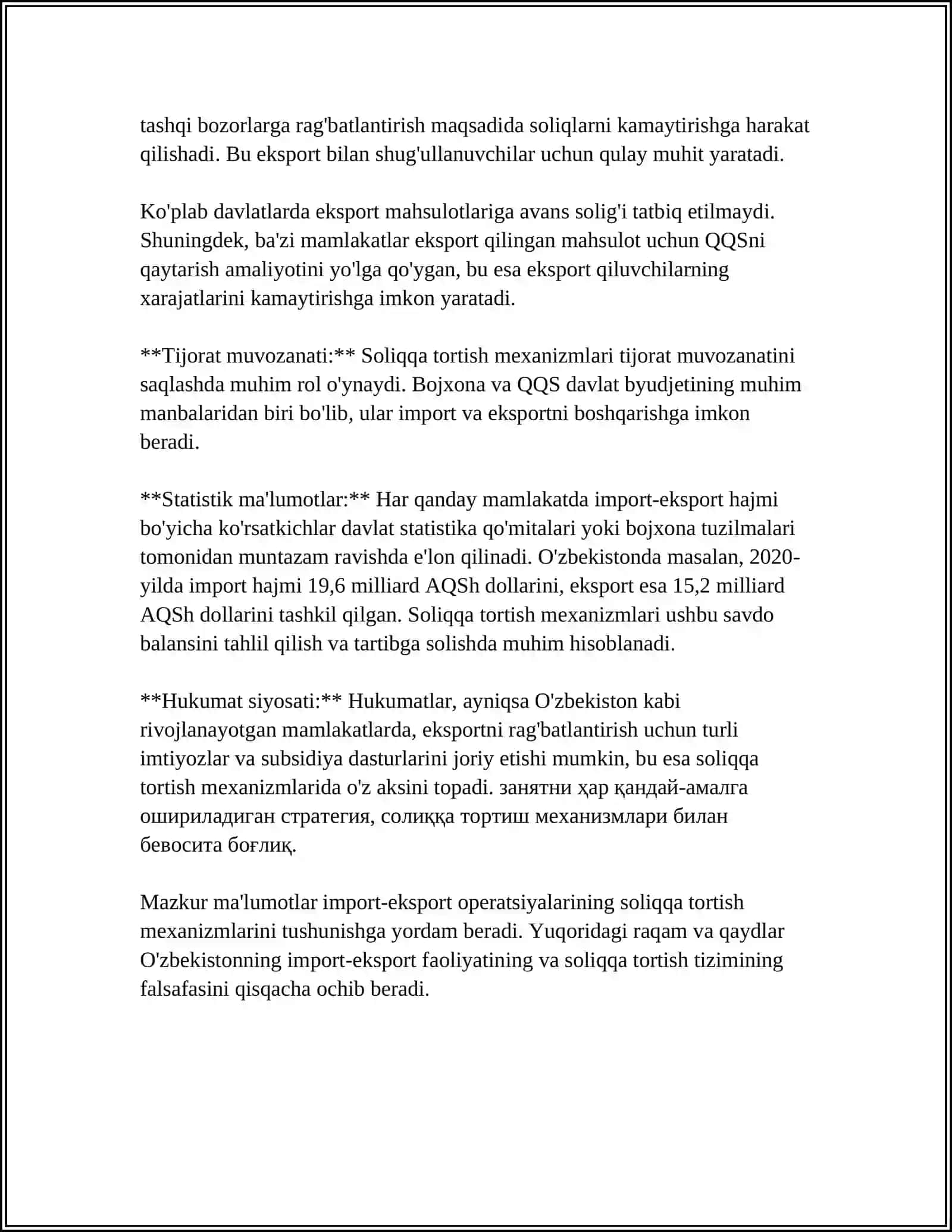 IMPORT-EKSPORT OPERATSIYALARINI SOLIQQA TORTISHNI TAKOMILLASHTIRISH 4