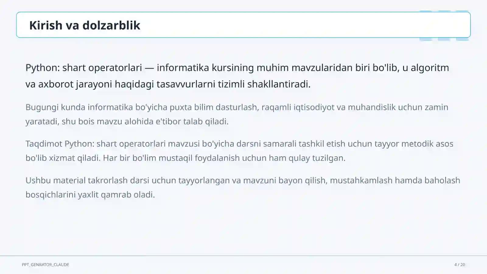 Python: shart operatorlari (8-sinf) 4