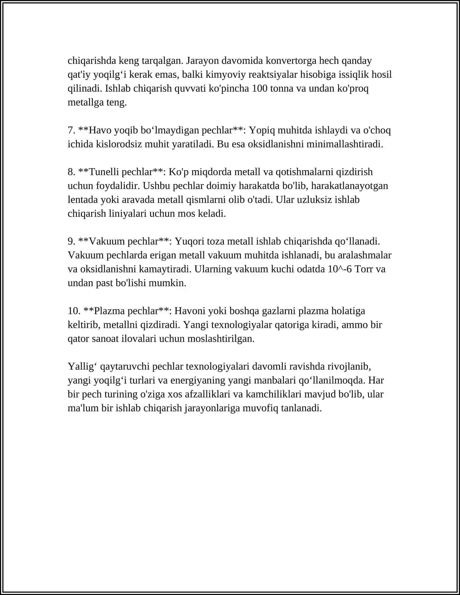 Yalligʻ qaytaruvchi pechlarning turlari 4
