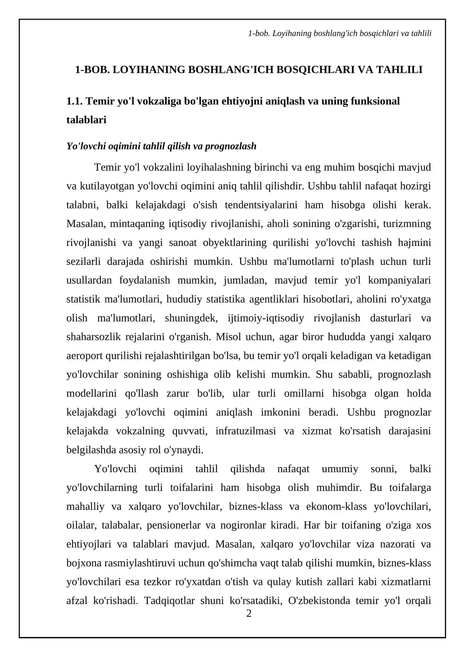 Termir yoʻl vokzali loyihasini loyihalashtirish va ishlab chiqish 4