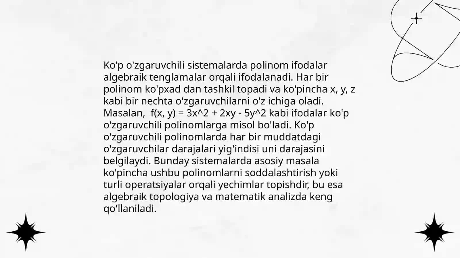 Ko'p o'zgaruvchili ko'phadlar ustida amallar 4