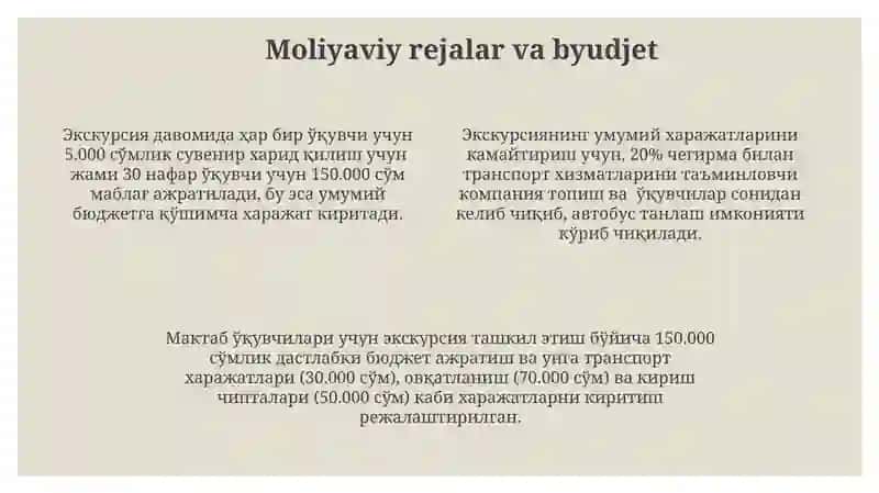 Mehmonxona bo'ylab ekskursiya tashkil etish 4