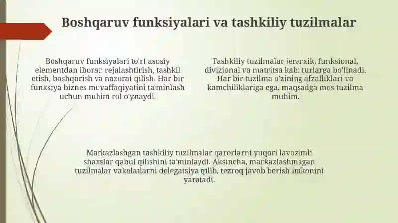 Biznes tashkil etish asoslari 4