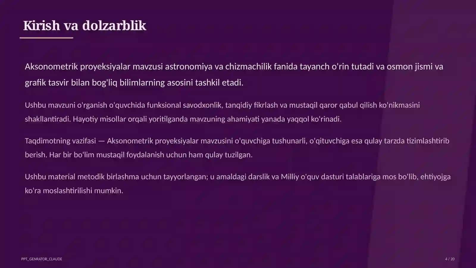 Aksonometrik proyeksiyalar (8-sinf) 4
