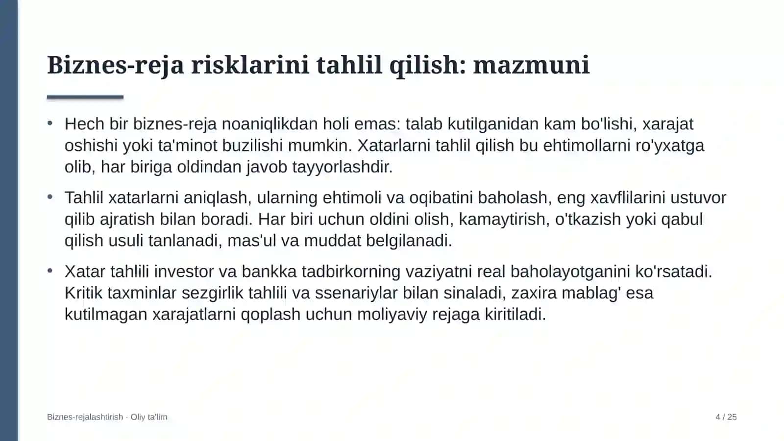 bolalar o'smirlar sport maktablarida biznes reja risklarini tahlil qilish 9385 4
