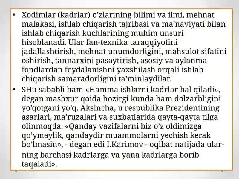 SANOATDA KADRLAR VA MEHNATGA HAQ TO’LASH 4