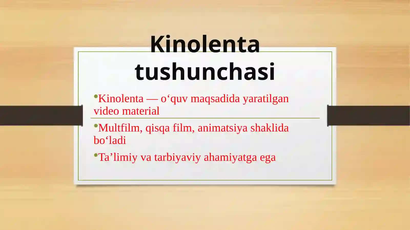 O‘quv ekranida namoyish etiladigan kinolentalar yordamida mashg‘ulotlarni tashkil etish 4