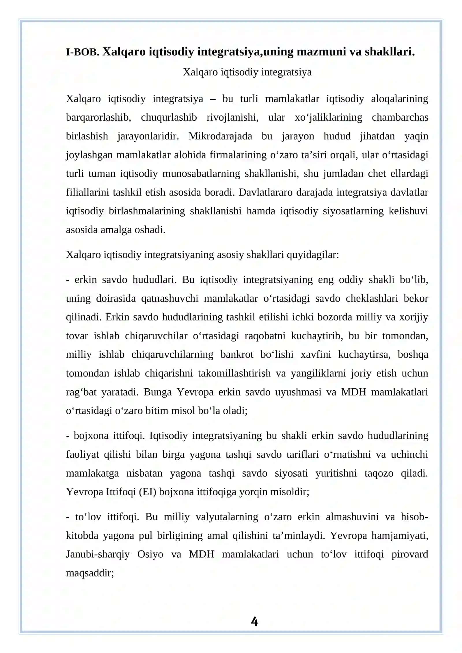 Xalqaro savdoning mazmuni, tuzilishi va xususiyatlari 4
